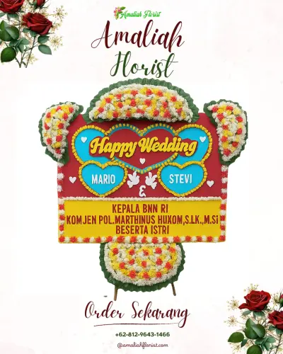 Karangan Papan Bunga Pernikahan di Kedunggaleng